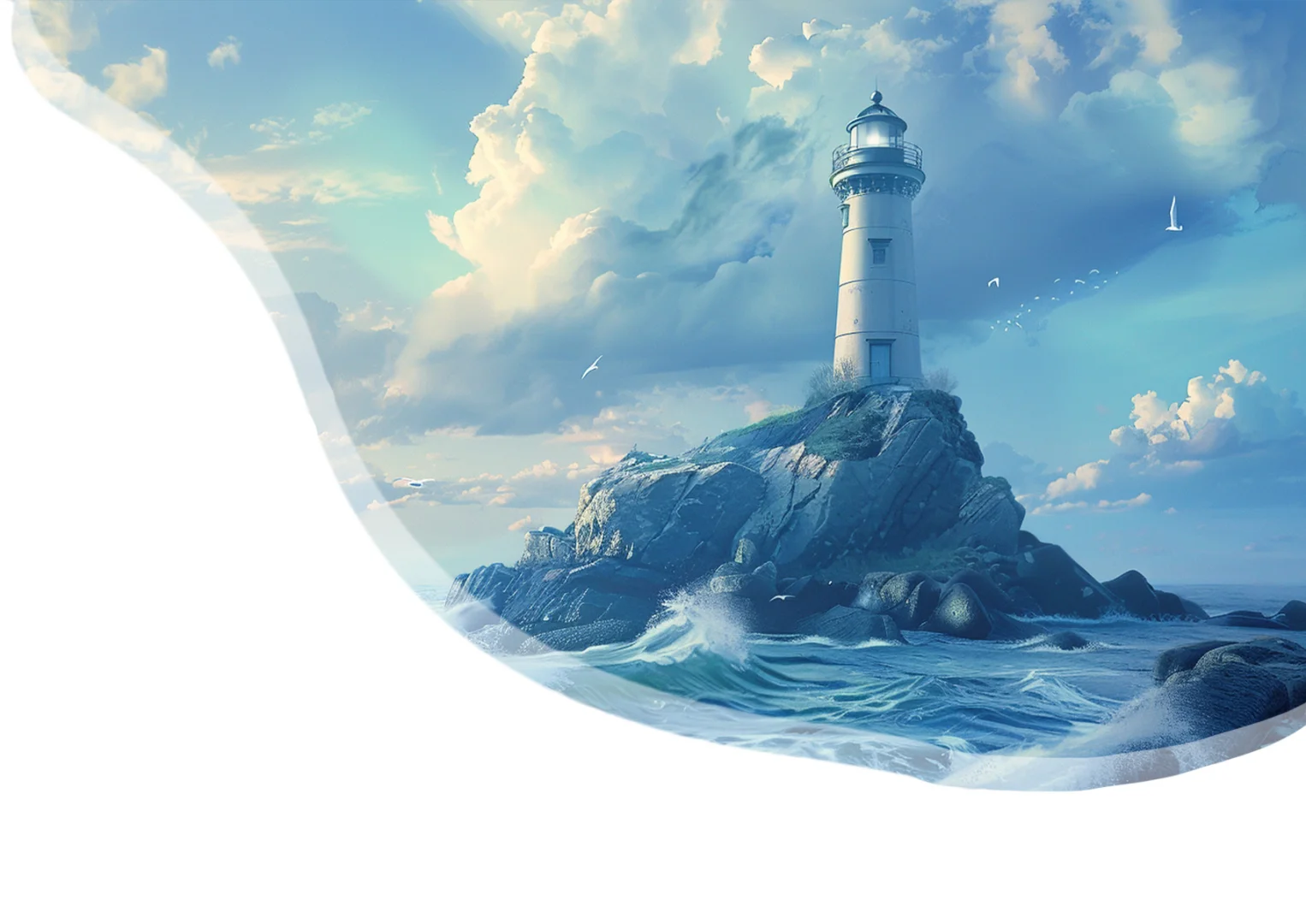 A lighthouse shining over the ocean, a guiding light for seekers of knowledge